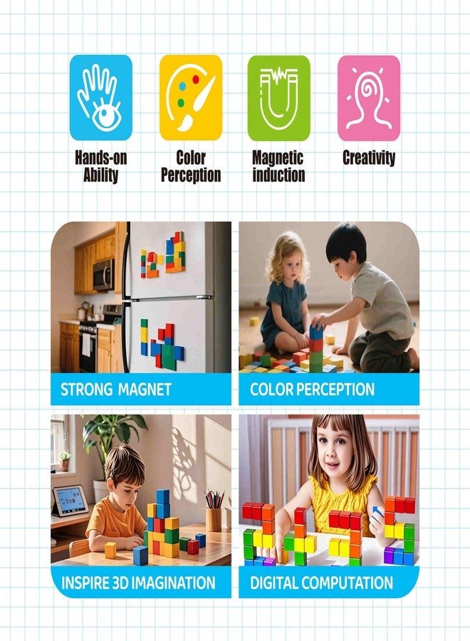 SmartYeen 100PCS Magnetic Blocks,Magnetic Building Blocks for Toddlers Sensory & STEM Montessori Toys,Ideal Gifts for Boys Girls 3-8 Years Old - Image 4